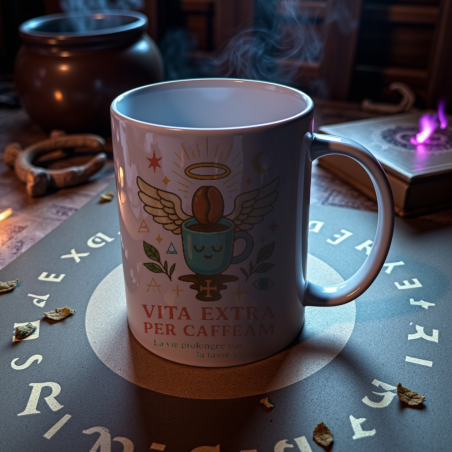 “Vita Extra per Caffeam” Mug – Sacred Coffee & Alchemical Mornings