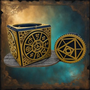 Boîte à combinaison alchimique – Coffre mystique à symboles occultes
