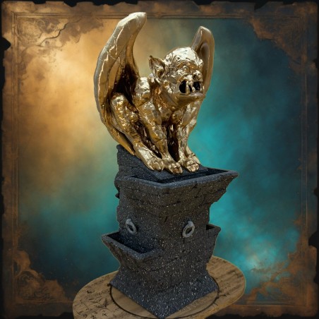 Brûle-encens gargouille dorée – décor gothique