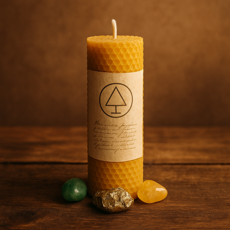Aurum Fortunae – Vela Ritual de Abundancia en Cera de Abeja Natural