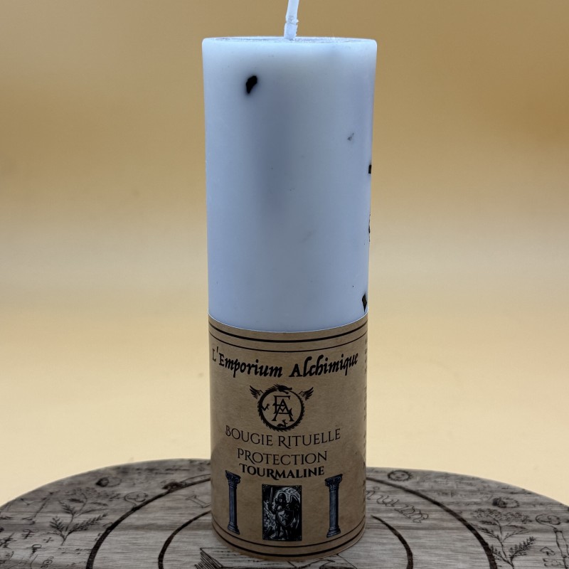 Ritualkerze Schutz – Wall aus Schwarzem Turmalin