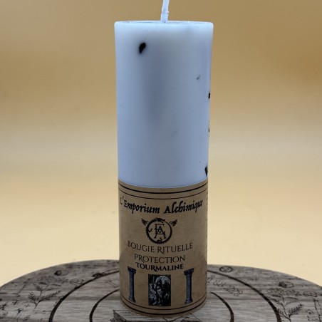 Vela Ritual Protección – Turmalina Negra Artesanal