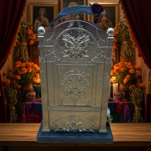 Statue Santa Muerte sur Trône – Artisanale 8 Couleurs