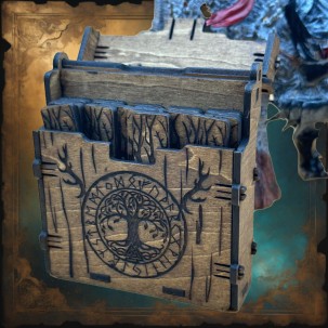 Runes avec boite en bois gravé
