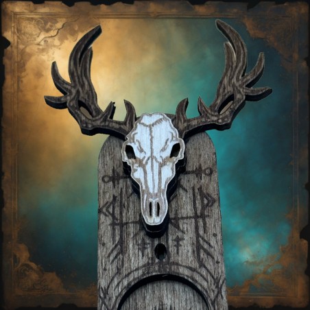 Porta-incienso de la Calavera de Ciervo Rúnico – Reliquia de los Bosques Ancestrales