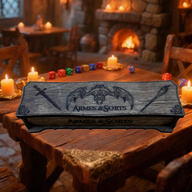 Boîte à dés – modèle MAELOR - Armes & Sorts Boîte à dés – modèle MAELOR - Armes & Sorts