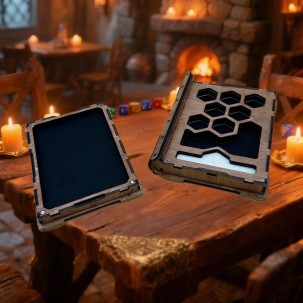 Elowen Würfelbox aus Holz – Handgefertigtes personalisierbares Grimoire für Rollenspiele