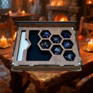 Elowen Würfelbox aus Holz – Handgefertigtes personalisierbares Grimoire für Rollenspiele