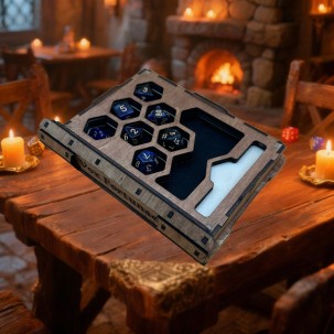 Elowen Würfelbox aus Holz – Handgefertigtes personalisierbares Grimoire für Rollenspiele