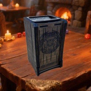 Torre lancia-dadi pieghevole in legno inciso – Torre dell’Iniziativa