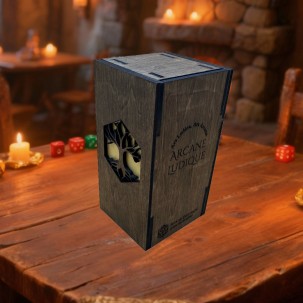 Tour à dés pliante en bois gravé – Tour des Arcanes Sylvestres